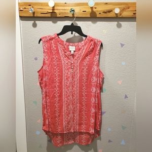 St. John's Bay Hi-low Sleeves Coral Blouse